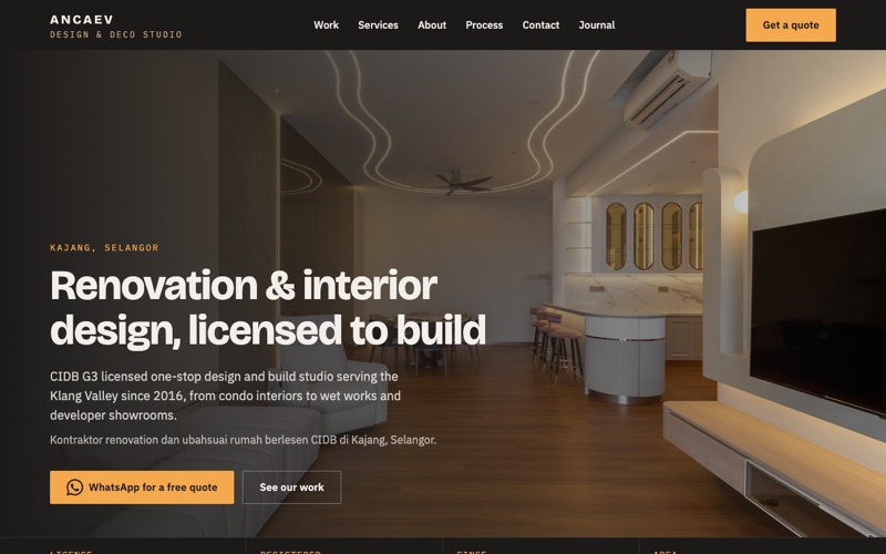 Home page of the Ancaev Design website
